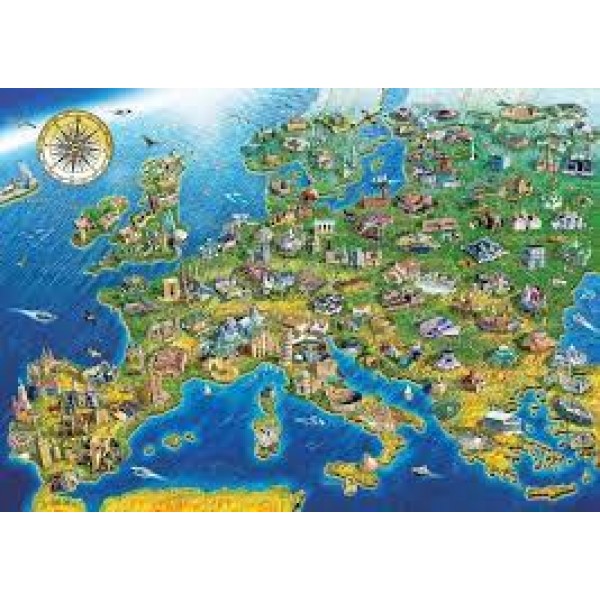 Mapa z zabytkami Europy (2000el.) - Sklep Art Puzzle